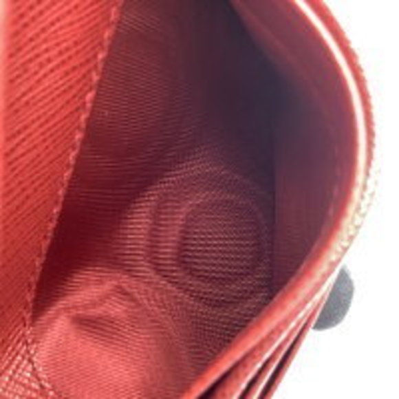 PRADA Saffiano Bifold Wallet Snap Zipper Leather Red - Picture 11 of 16